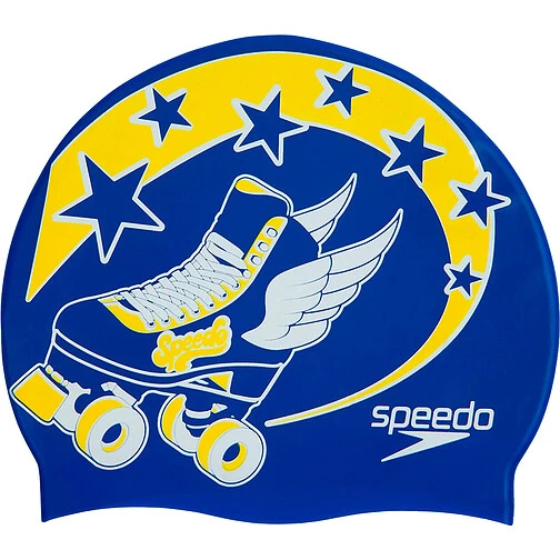 Speedo Шапочка для плавания Slogan Print Cap JR blue/yellow