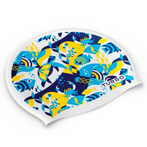 TURBO Шапочка для плавания SILICONE CAP 'SUEDE' FUN SEA white
