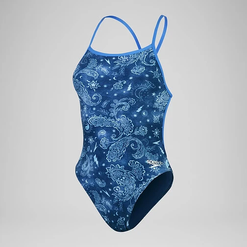 Speedo Купальник спортивный Women's Club Training Allover Digital Vback Swimsuit Blue
