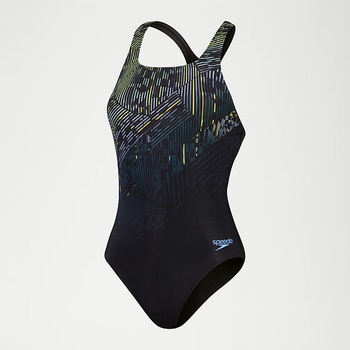 Speedo Купальник Digital Printed Medalist Swimsuit Black/Green