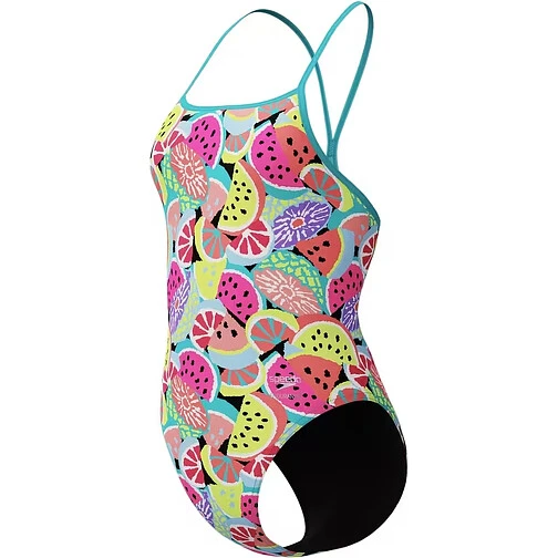 Speedo Купальник FL Printed Turnback Swimsuit Black/Pink