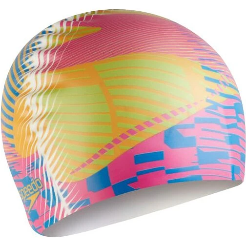 Speedo Шапочка для плавания Digital Printed Silicone Cap Pink/Yellow/Blue