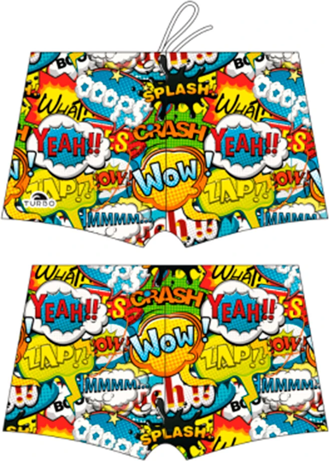 TURBO Плавки спортивные BOXER FULL PRINT BOY WOW HAPPY yellow