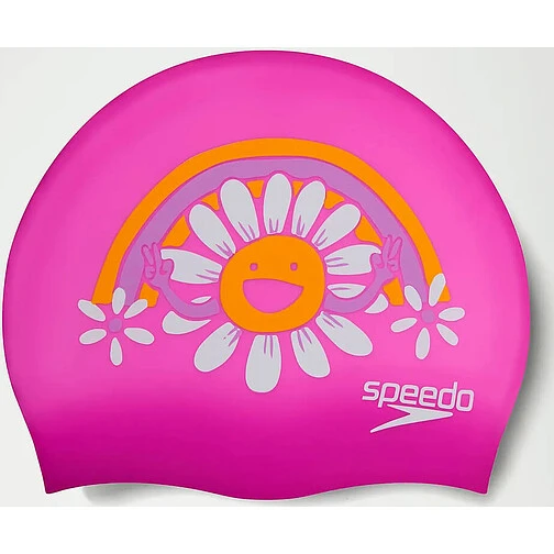 Speedo Шапочка для плавания Junior Printed Silicone Cap purple/orange