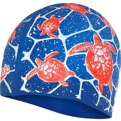 Speedo Шапочка для плавания Printed Silicon Cap JR blue/white