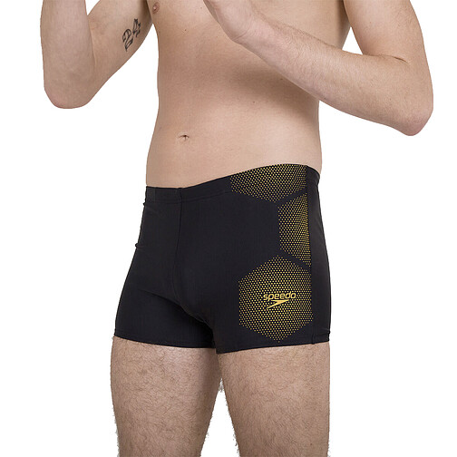 Speedo Плавки боксеры Hexagonal Tech Placement Aquashort Black/Orange