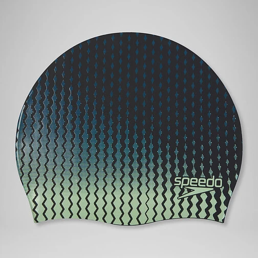 Speedo Шапочка для плавания Printed Silicone Cap Black/Green