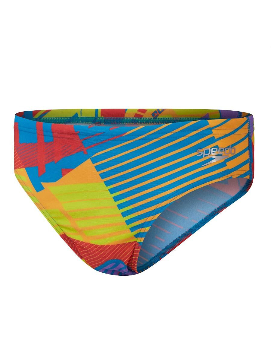 Speedo Плавки спортивные Boys LOGO 6.5 Allover Digital Brief Red/Yellow