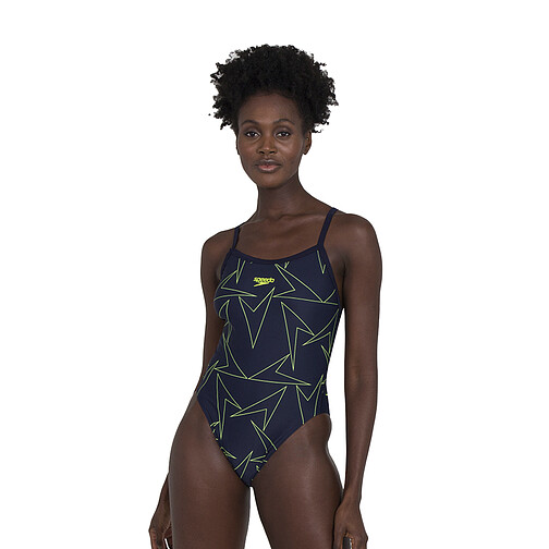 Speedo Купальник Boomstar Allover Turnback Swimsuit Navy/Yellow