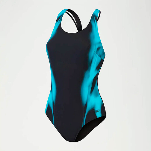 Speedo Спортивный купальник Shaping Calypso Printed Swimsuit BLACK/BLUE