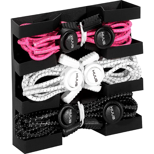 HUUB Комплект эластичных шнурков с фиксатором Elastic Lace Locks (3 пары) Black/White/Pink