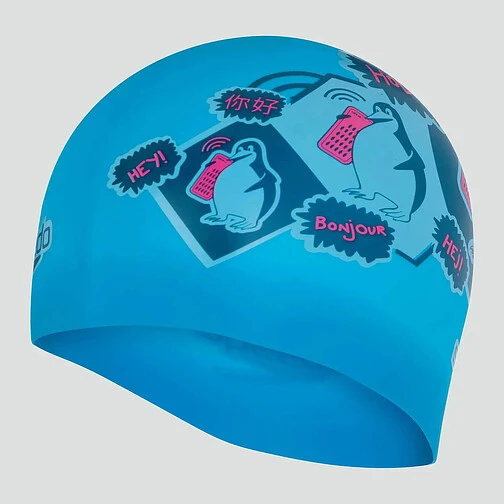 Speedo Шапочка для плавания Slogan PRT Cap blue/pink