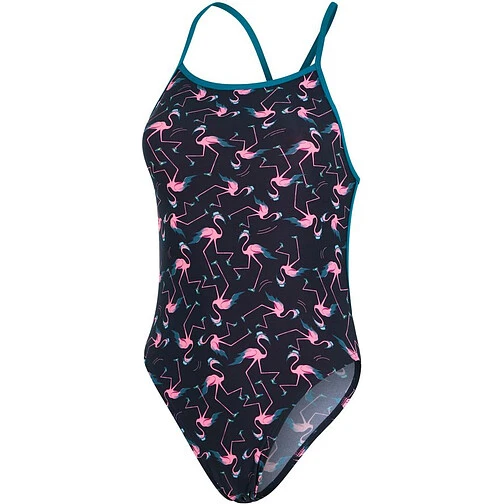 Speedo Купальник Flamingo Flare Allover V-Back blue/pink