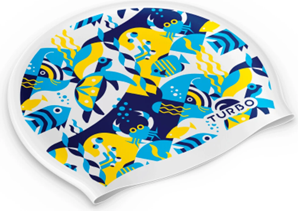 TURBO Шапочка для плавания SILICONE CAP 'SUEDE' FUN SEA white