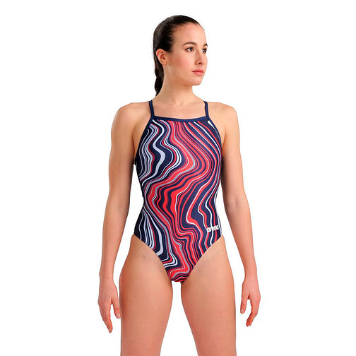 Arena Купальник LIGHTDROP BACK MARBLED navy-red multi