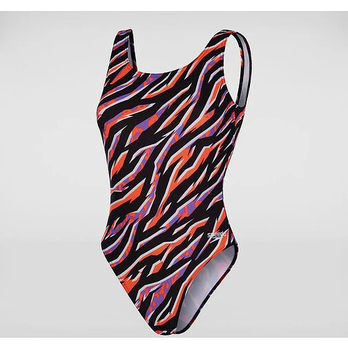 Speedo Купальник Allover Deep U-Back black/red