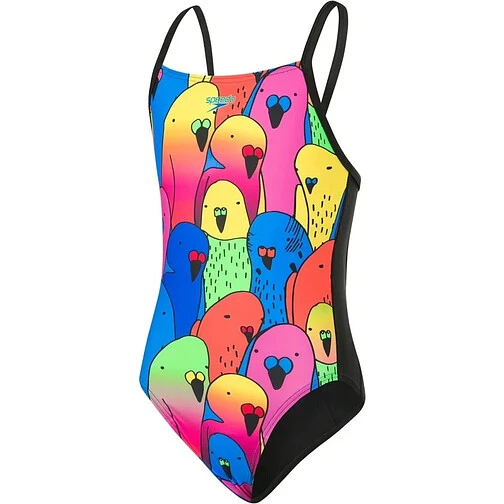 Speedo Купальник Allover X-Back Junior Swimsuit black/blue