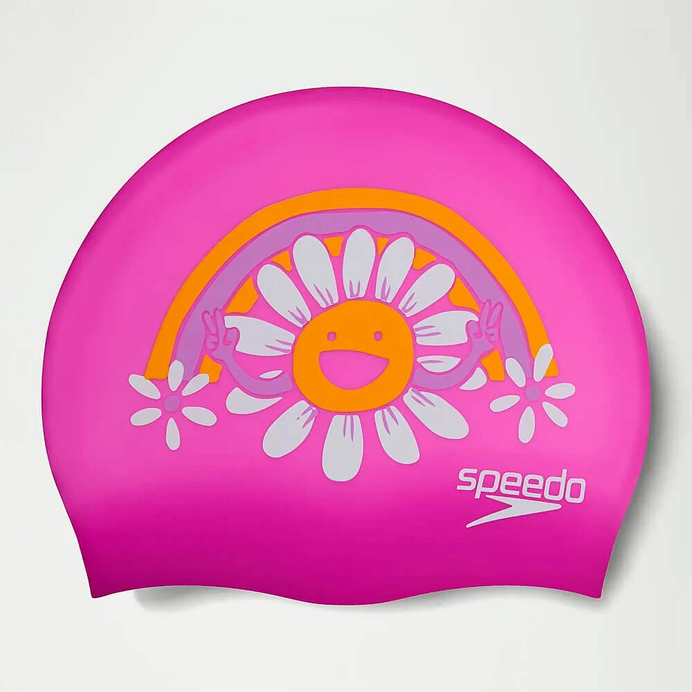Speedo Шапочка для плавания Junior Printed Silicone Cap purple/orange