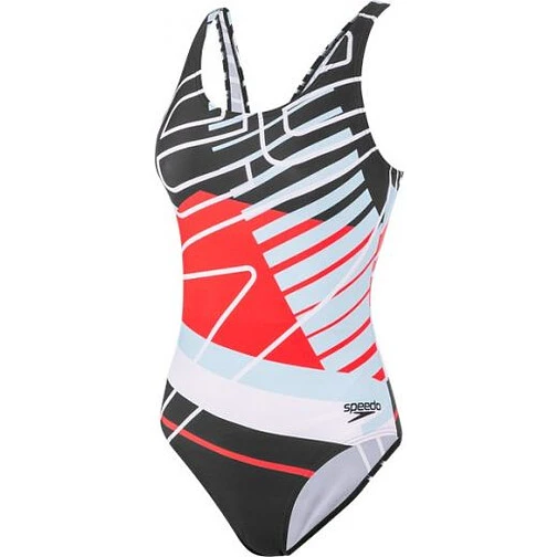 Speedo Купальник Placement U-Back Swimsuit Black/White