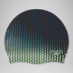 Speedo Шапочка для плавания Printed Silicone Cap Black/Green