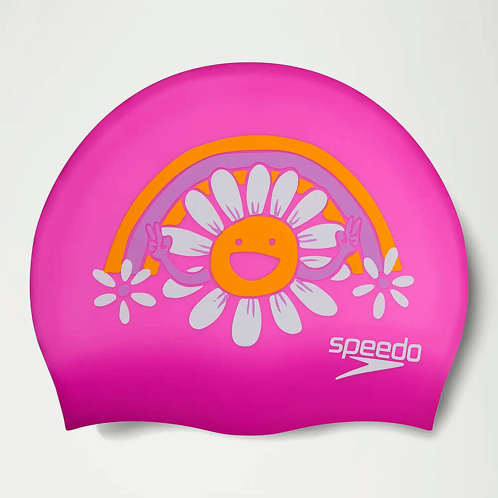 Speedo Шапочка для плавания Junior Printed Silicone Cap purple/orange