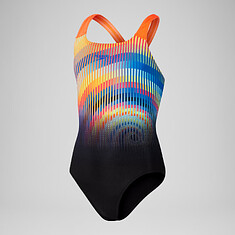 Speedo Купальник Girls' Digital Placement Powerback Swimsuit Black/Red