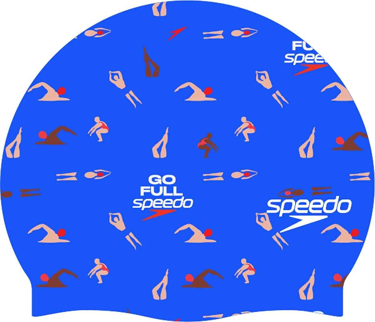 Speedo Шапочка для плавания Slogan Printed Cap Blue/Red