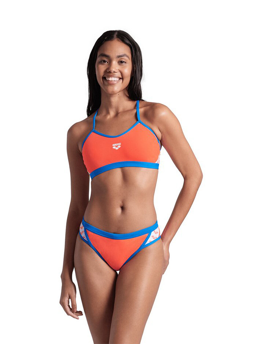 Arena Купальник спортивный ARENA ICONS BIKINI CROSS BACK SOLID br coral-bl river