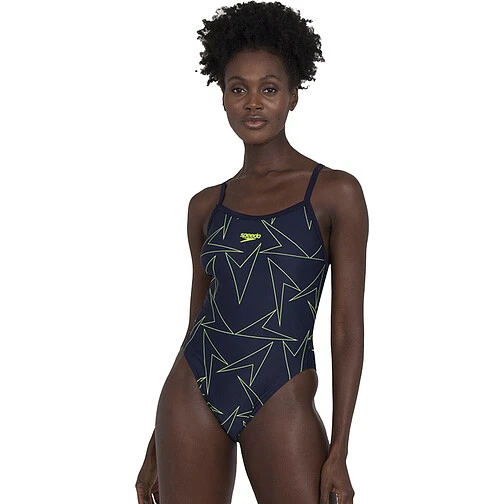 Speedo Купальник Boomstar Allover Turnback Swimsuit Navy/Yellow