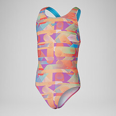 Speedo Купальник спортивный Girls' Digital Allover Leaderback Swimsuit Pink/Blue