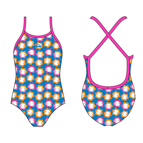 TURBO Купальник для девочек HAPPY KIDS - SWIMSUIT GIRL BABY-FLOWERS royal