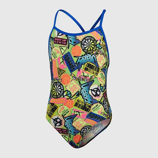 Speedo Купальник Allover V-Back Swimsuit Junior green/green
