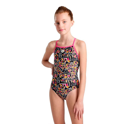 Arena Купальник LIGHTDROP BACK ALLOVER JR freak rose-black multi