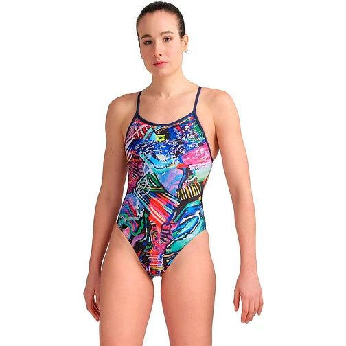 Arena Купальник LACE BACK ALLOVER navy-multi