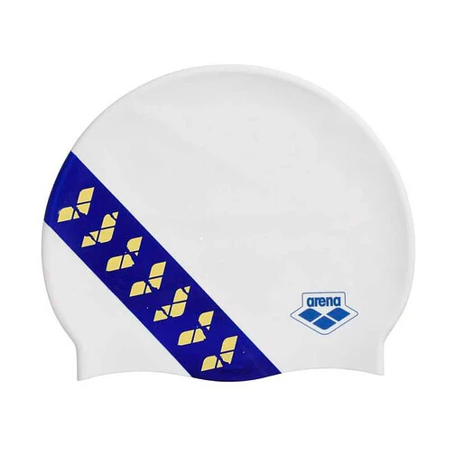 Arena Шапочка для плавания TEAM STRIPE CAP white-neon-blue
