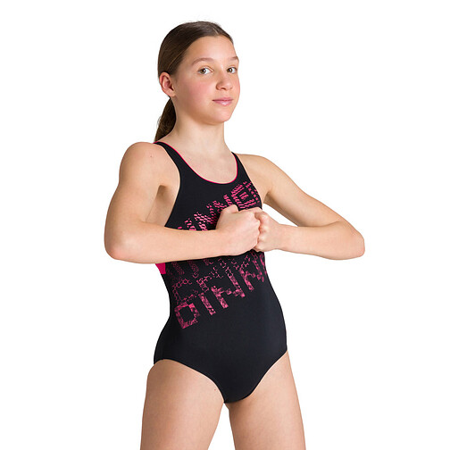 Arena Купальник спортивный RHYMING JR SWIM PRO BACK black-freak rose