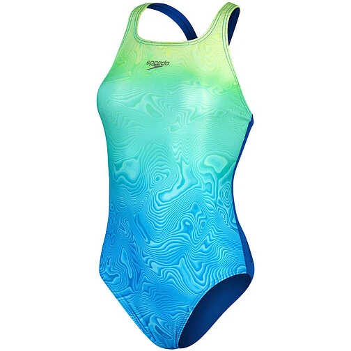 Speedo Спортивный купальник Placement Digital Medalist blue/green