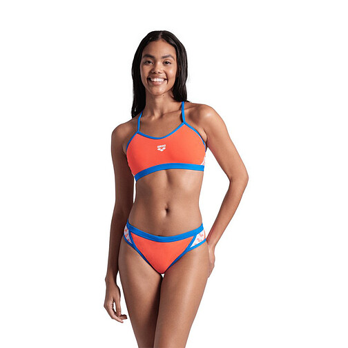Arena Купальник спортивный ARENA ICONS BIKINI CROSS BACK SOLID br coral-bl river