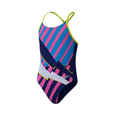 Speedo Купальник Girls Placement Lane Line Back Swimsuit Blue/Pink