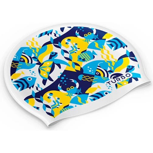 TURBO Шапочка для плавания SILICONE CAP 'SUEDE' FUN SEA white