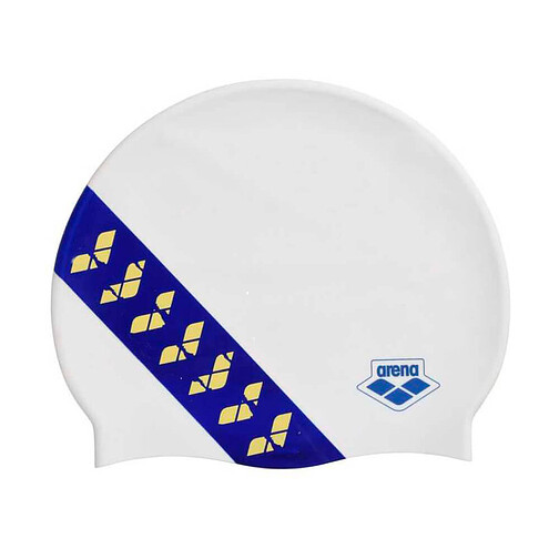 Arena Шапочка для плавания TEAM STRIPE CAP white-neon-blue